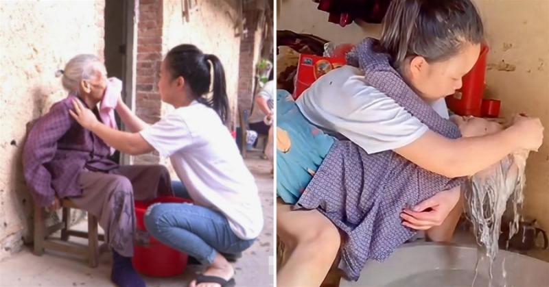 90後孫媳婦抱88歲奶奶洗頭,對其照料有加:我坐月子是奶奶照顧我
