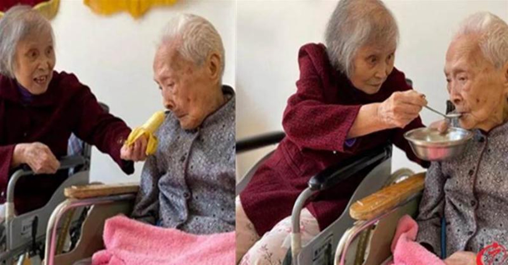 同住養老院,82歲女兒餵103歲母吃飯把媽媽寵成寶,寸步不離照顧畫面好幸福:媽媽在哪,哪裡就是家