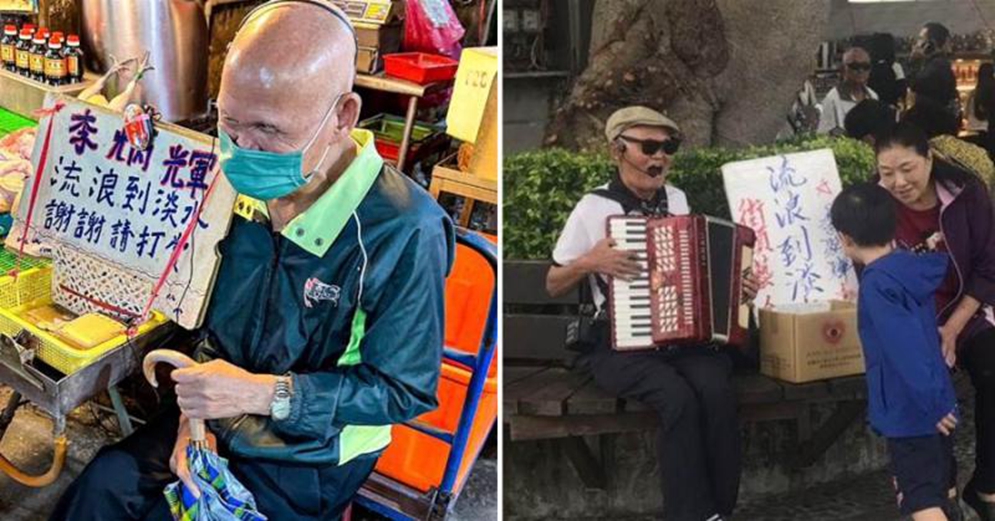 市場遇73歲李炳輝，淡水菜場賣唱，他驚真的認不出，心疼掏光百元鈔打賞，網淚：一定要加油