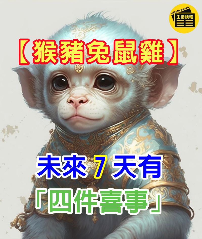 【屬猴、屬豬、屬兔、屬鼠、屬雞】未來7天有「四件喜事」身邊有的恭喜了!